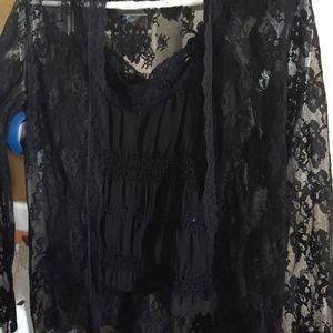 Spaghetti strap shirt + cardigan